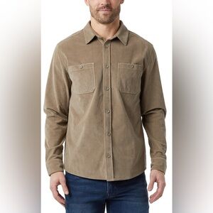 NWT 32 Degrees Men’s Corduroy Spread Collar Chest Pocket Button-Up Shirt Tan S